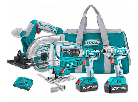 Taladro+ Llave Impacto+ Sierra Circular+ Caladora 20v Total