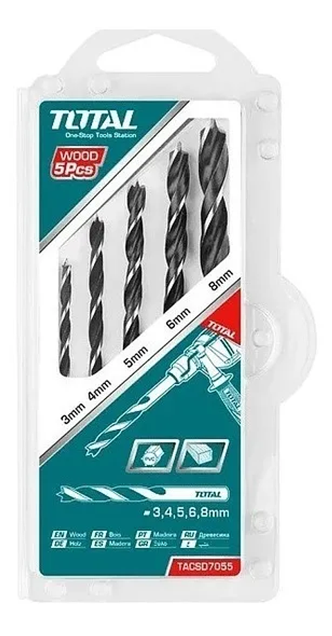 Kit Set Juego Brocas Para Madera 5 Piezas Total Tacsd7055
