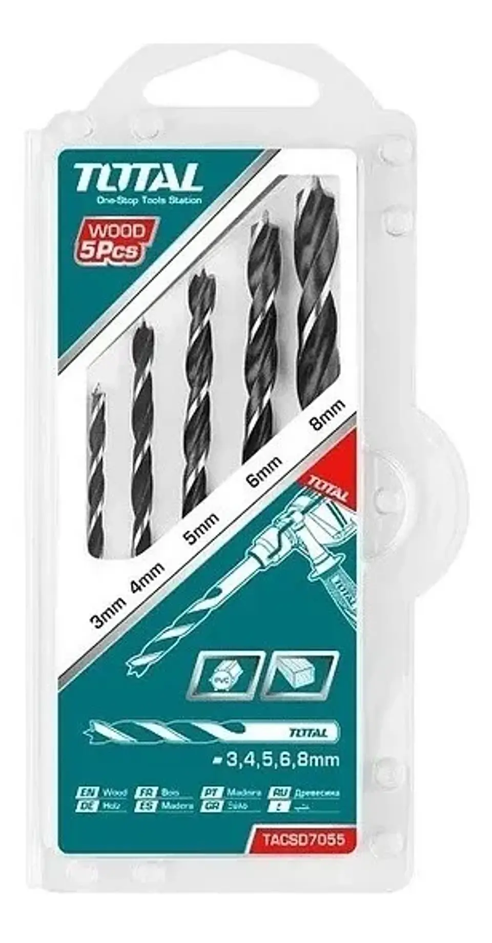 Kit Set Juego Brocas Para Madera 5 Piezas Total Tacsd7055 1