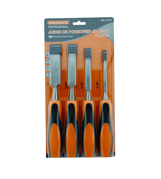 Set Kit Jgo De Formones Cinceles P/ Madera 4 Piezas Makawa