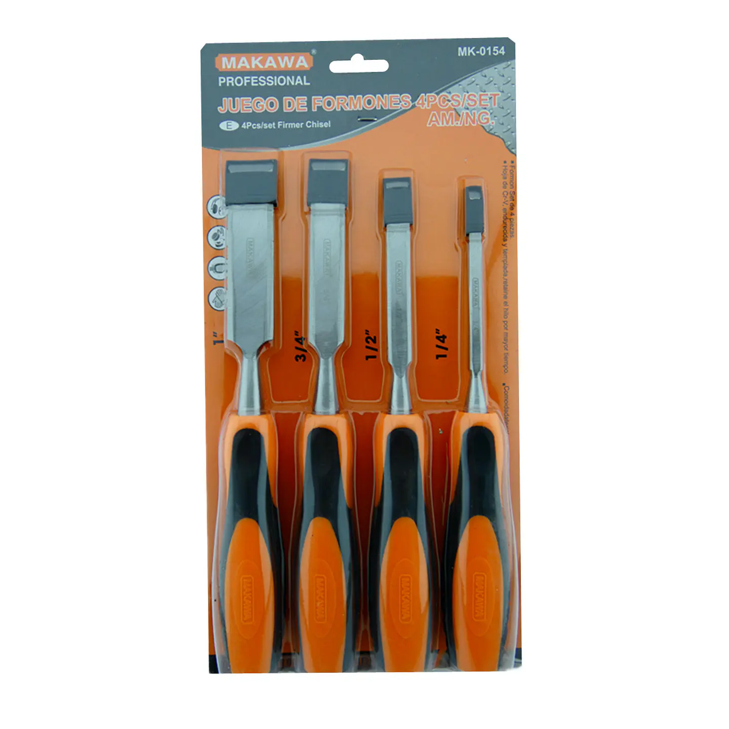 Set Kit Jgo De Formones Cinceles P/ Madera 4 Piezas Makawa 1
