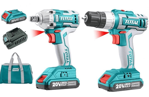 Kit Taladro Atornillador+ Llave Impacto 20v+ Bat+ Carg Total