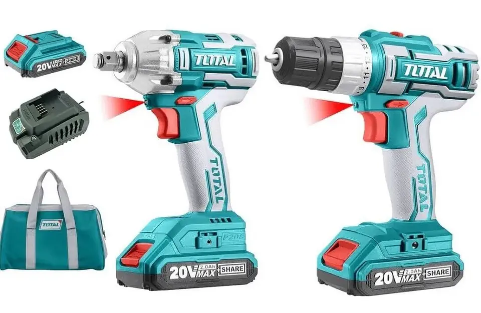 Kit Taladro Atornillador+ Llave Impacto 20v+ Bat+ Carg Total 1