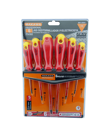 Set Kit Juego De Destornilladores Electricos 6 Piezas Makawa