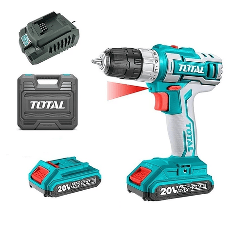 Taladro Atornillador Inalambrico 10mm 20v 2bat + Carg Total