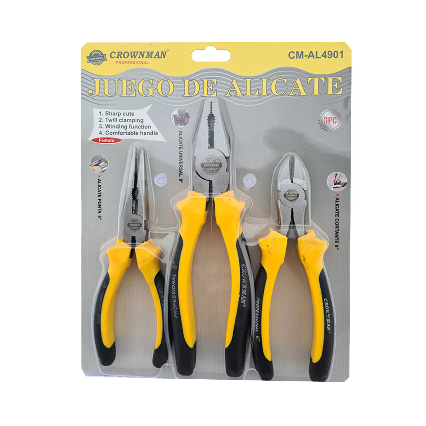 Set Kit Juego De Alicates 3 Piezas Crownman 1
