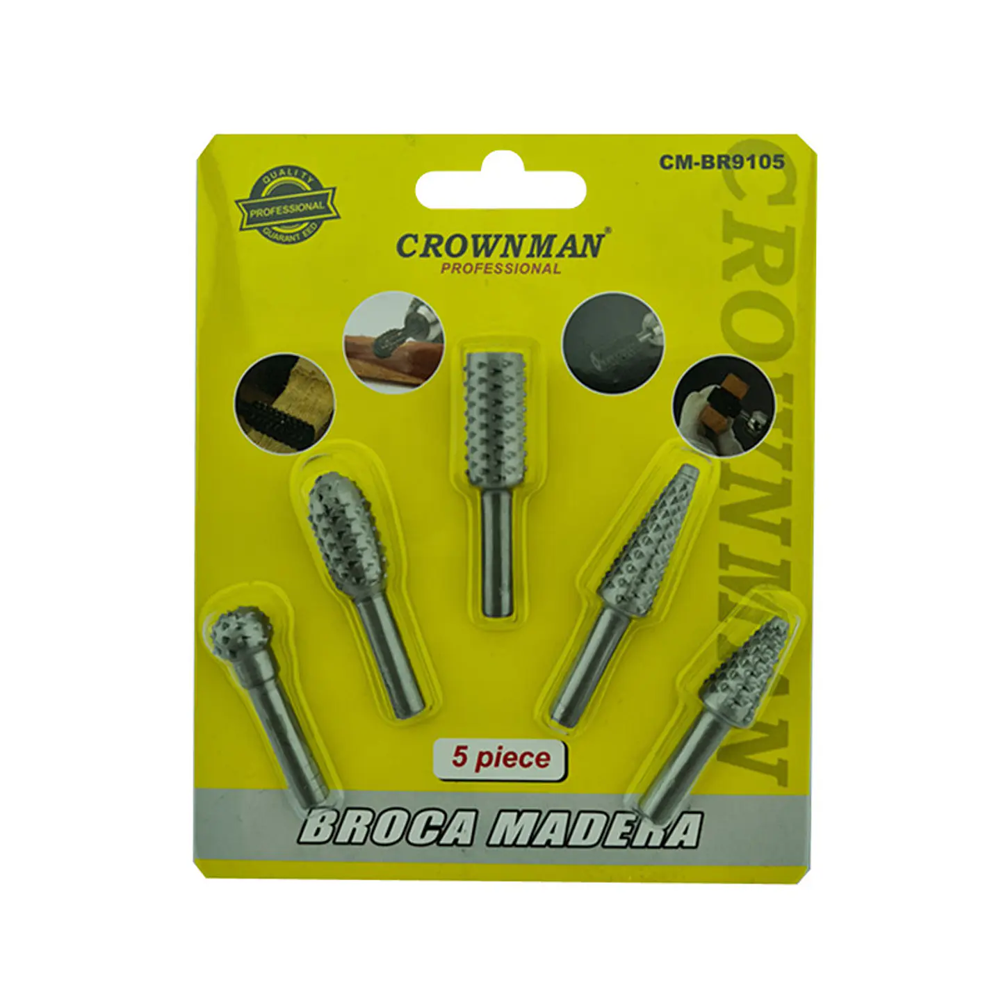 Kit Juego Brocas Madera Escofina Rotativa 1/4 5 Pcs Crownman 1