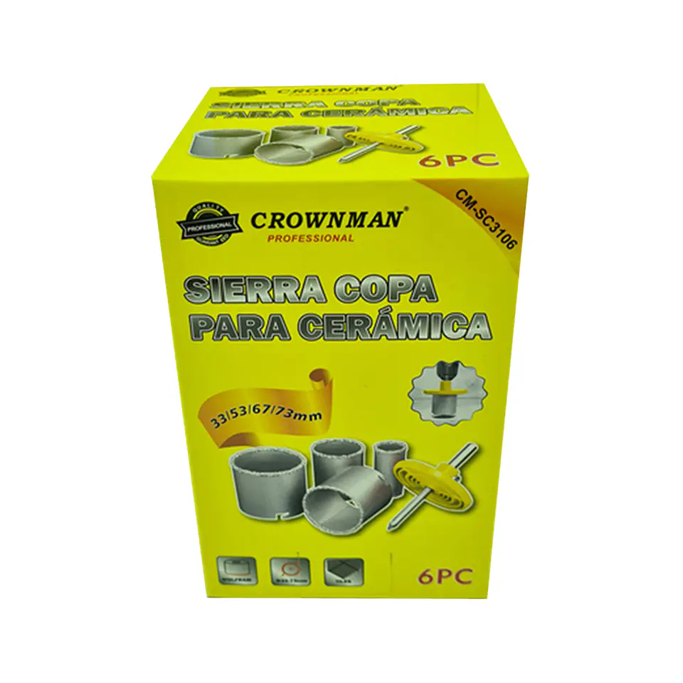 Kit Juego De Broca Sierra Copa Diamantada 6 Piezas Crownman 2