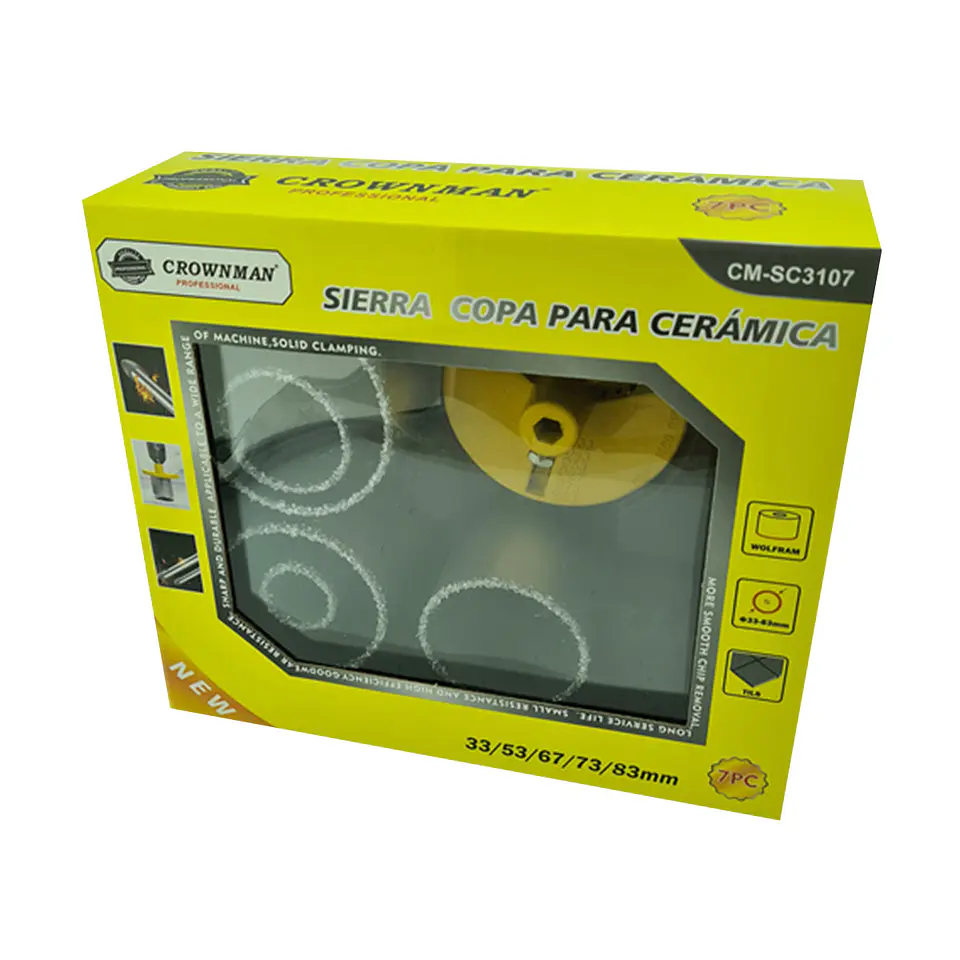 Kit Set Juego Broca Sierra Copa Diamantada 7 Pieza Crownman 3