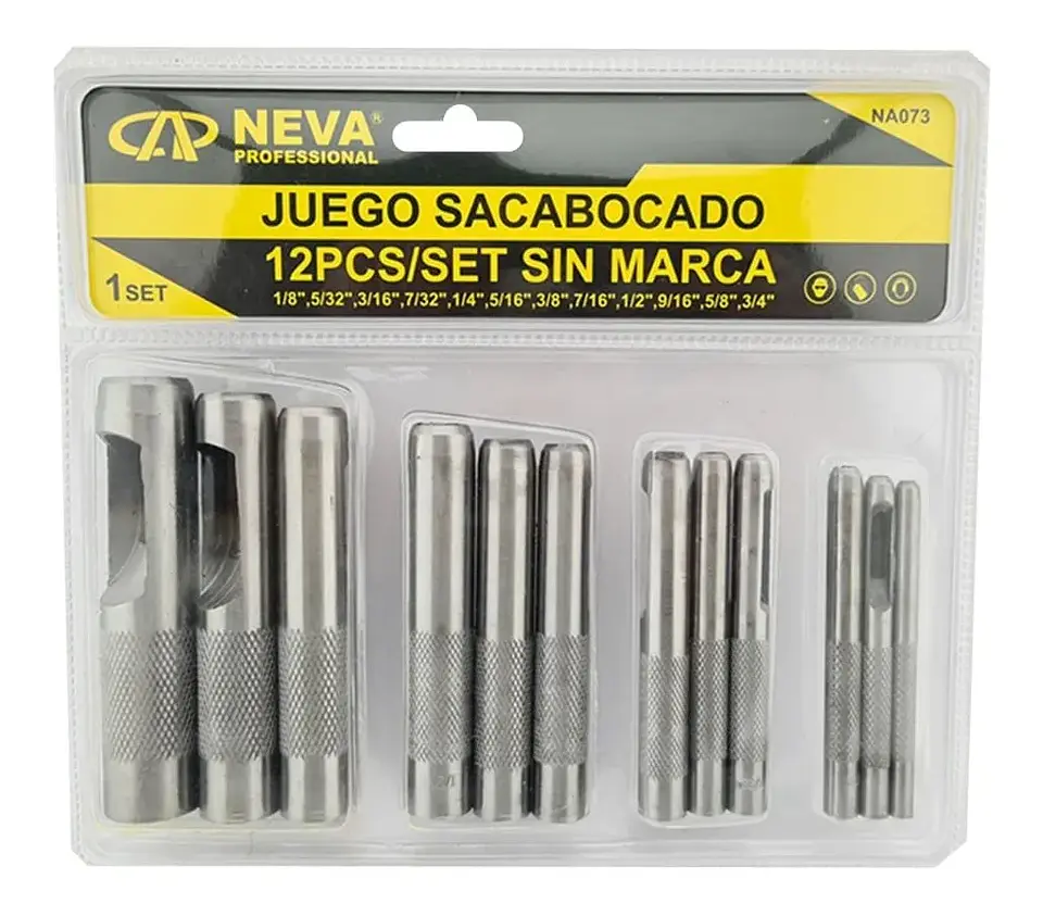 Kit Set Juego Sacabocado De Impacto 12 Piezas Neva Na073 1