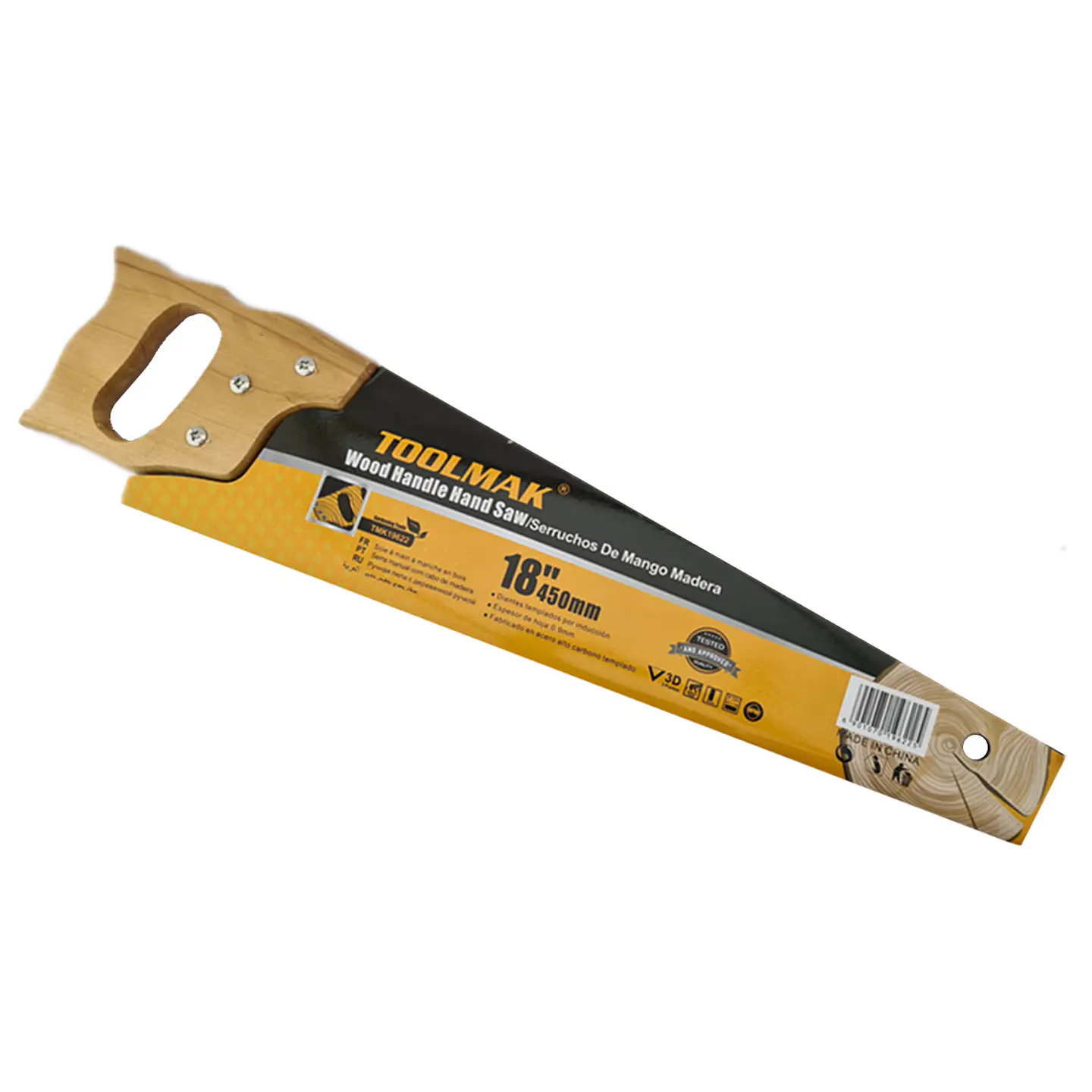 Serrucho Carpintero Con Mango De Madera 18 Pulgadas Toolmak 2