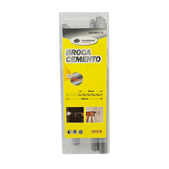 Kit Set Juego Brocas Para Concreto 10mm 5 Piezas Crownman