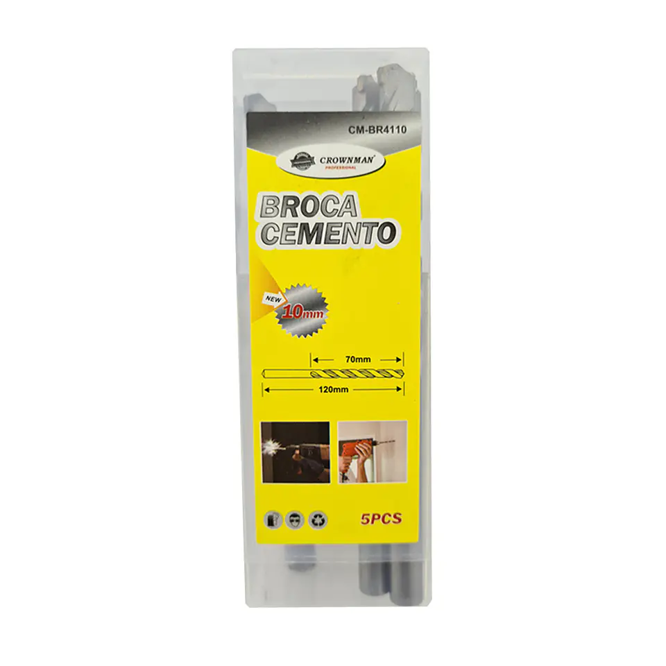 Kit Set Juego Brocas Para Concreto 10mm 5 Piezas Crownman 1