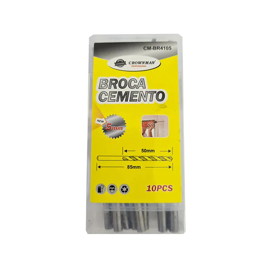 Kit Set Juego Brocas Para Concreto 5mm 10 Piezas Crownman 1