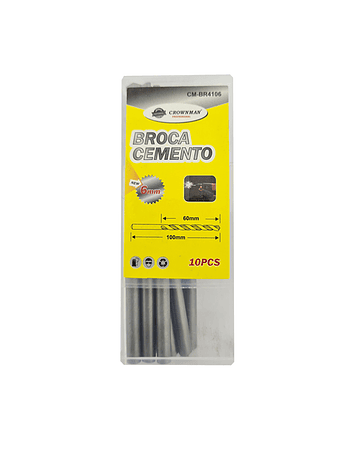 Kit Set Juego Brocas Para Concreto 6mm 10 Piezas Crownman