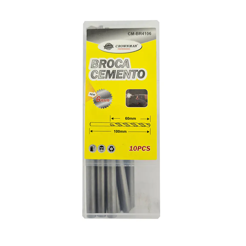 Kit Set Juego Brocas Para Concreto 6mm 10 Piezas Crownman 1