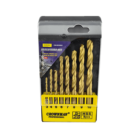 Kit Set Juego Brocas Para Metal 8 Piezas Crownman