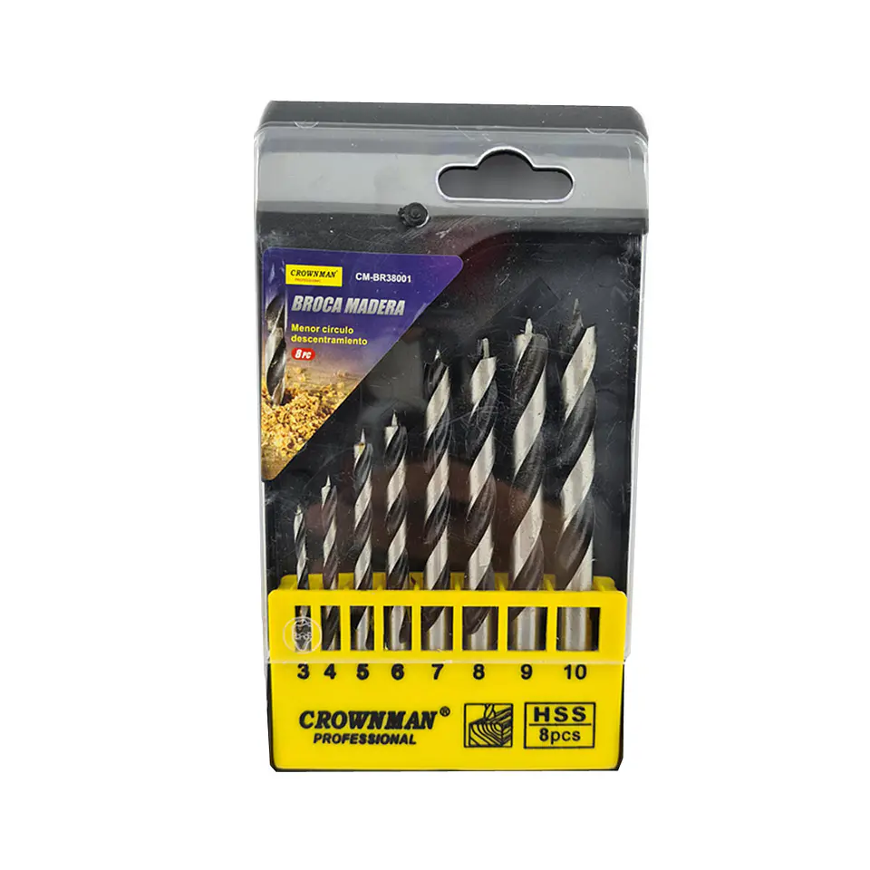 Kit Set Juego Brocas Para Madera 8 Piezas Crownman 1