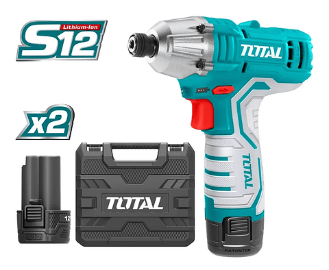 Atornillador De Impacto Inalambrico 1/4 12v+2bat+ Carg Total