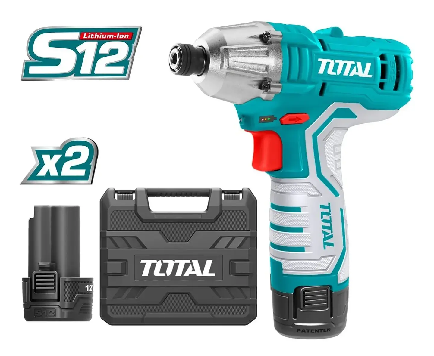 Atornillador De Impacto Inalambrico 1/4 12v+2bat+ Carg Total 1