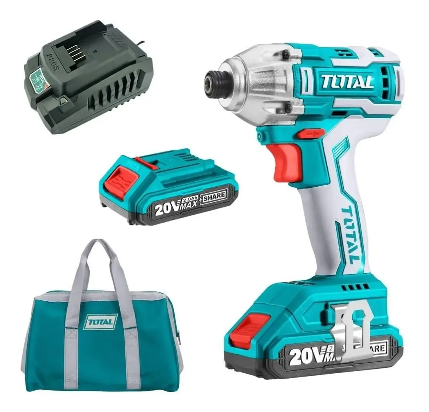 Atornillador De Impacto Inalambrico 1/4 20v+2bat+ Carg Total 1