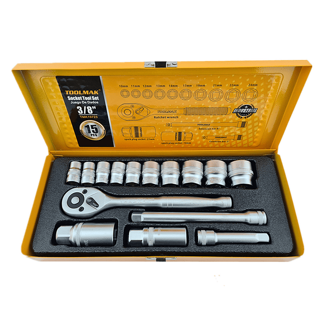 Kit Set Juego De Dados Chicharra Cuadrante 3/8 15 Piezas Toolmak