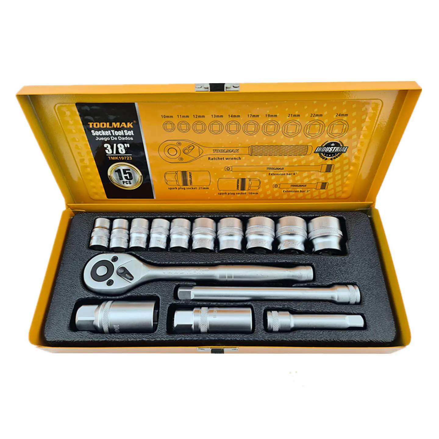 Kit Set Juego De Dados Chicharra Cuadrante 3/8 15 Piezas Toolmak 1