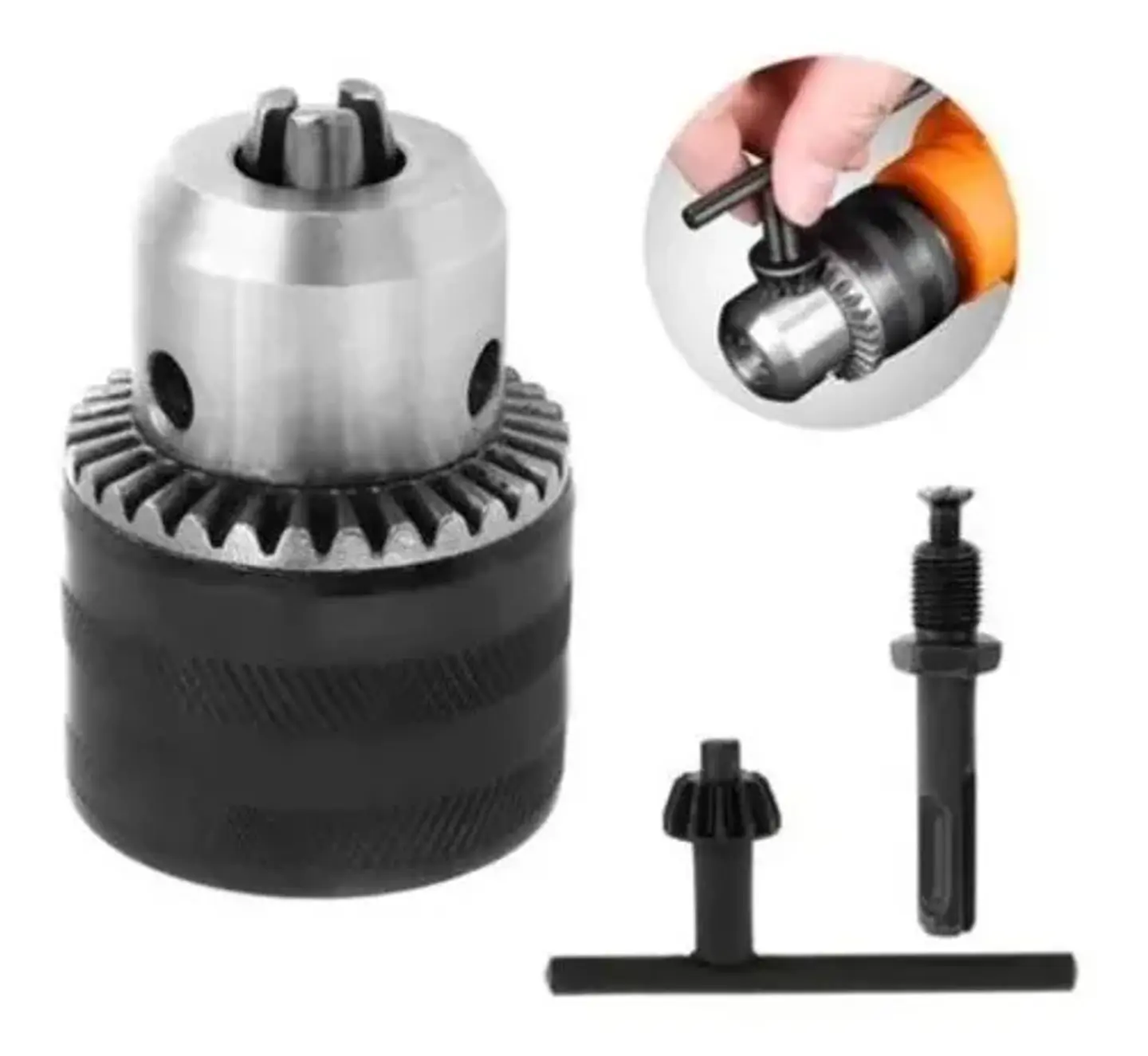 Mandril Taladro 13mm + Llave 1/2 Adaptador Taladro Crownman 1