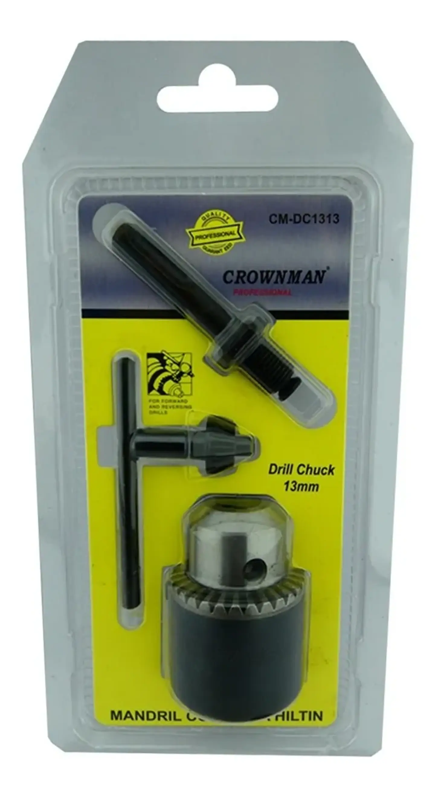 Mandril Taladro 13mm + Llave 1/2 Adaptador Taladro Crownman 3
