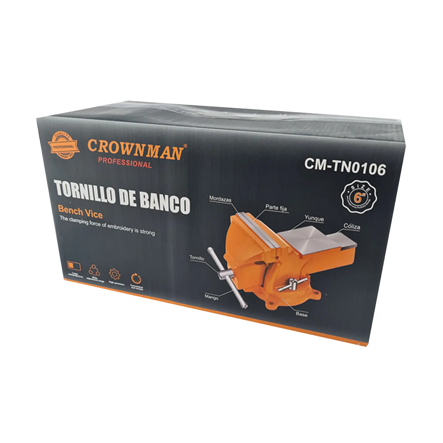 Tornillo De Banco Mecanico Base Giratoria 6 Pulgada Crownman 3