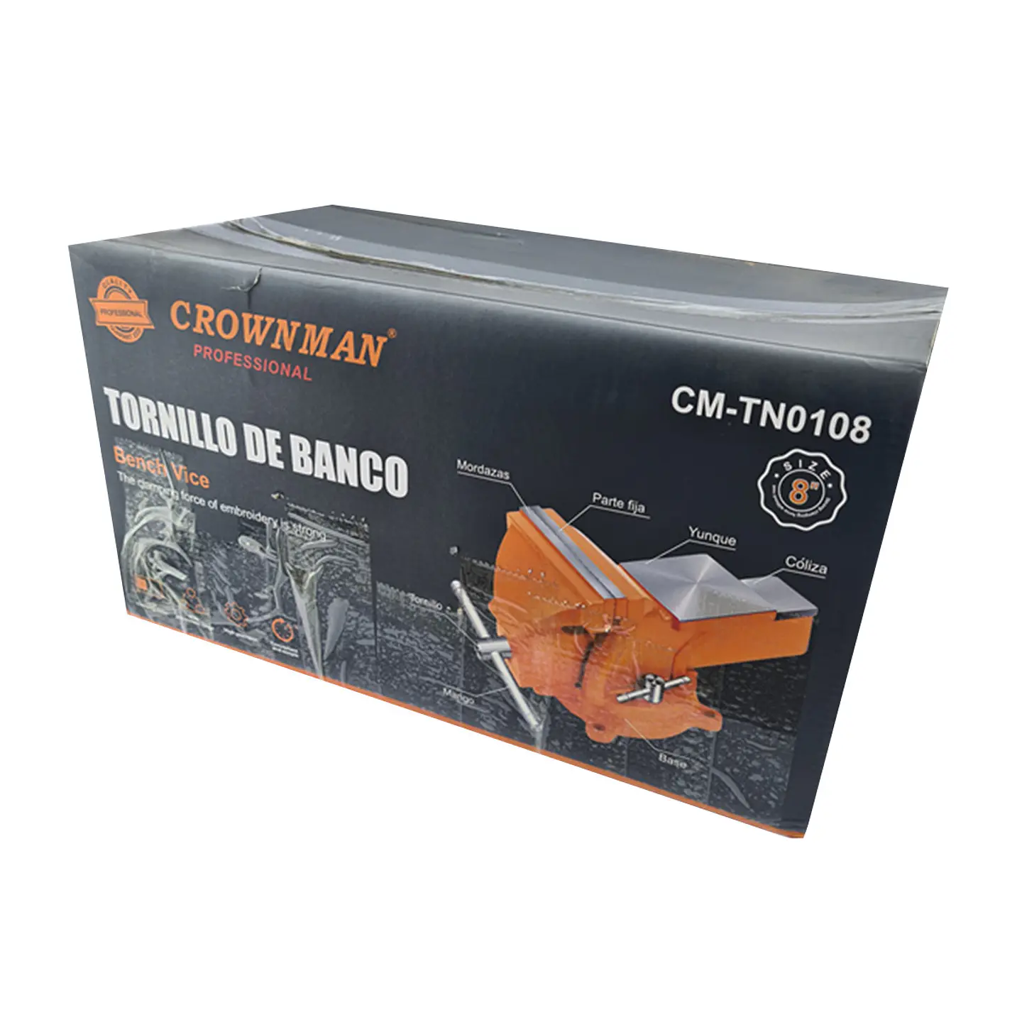 Tornillo De Banco Mecanico Base Giratoria 8 Pulgada Crownman 3