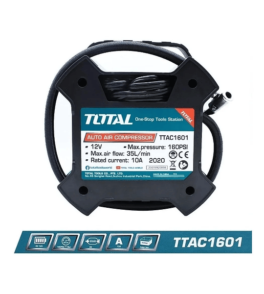 Compresor De Aire Para Auto 160psi 12v Total Ttac1601