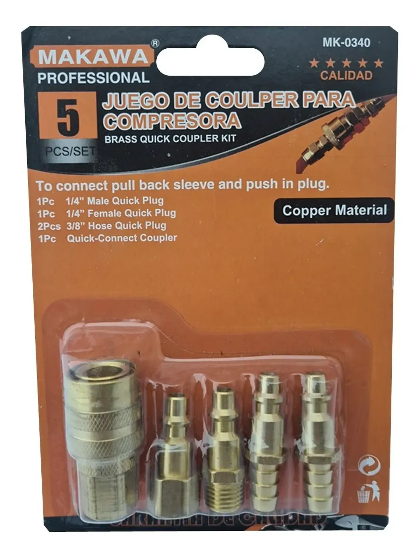 Kit Jgo Accesorio Acoples Rapido P/ Compresor 5pcs Makawa 1