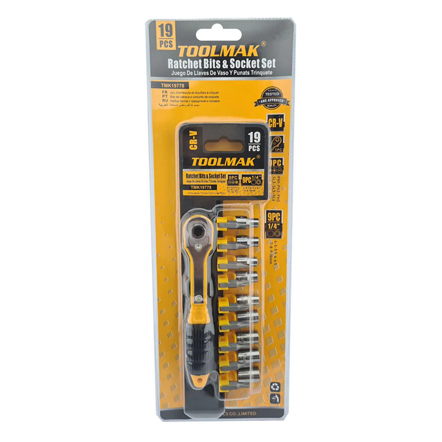 Set Kit Juego Dados Y Puntas Cuadrante 1/4 19 Piezas Toolmak 1