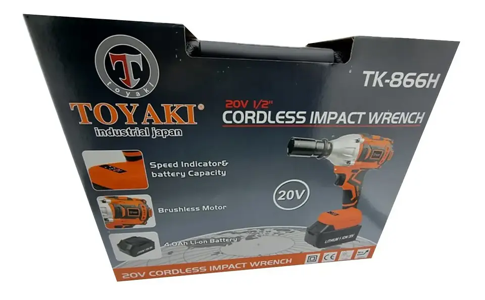 Taladro Pistola Llave Impacto 20v + Bat+ Carg Toyaki Tk-866h 4