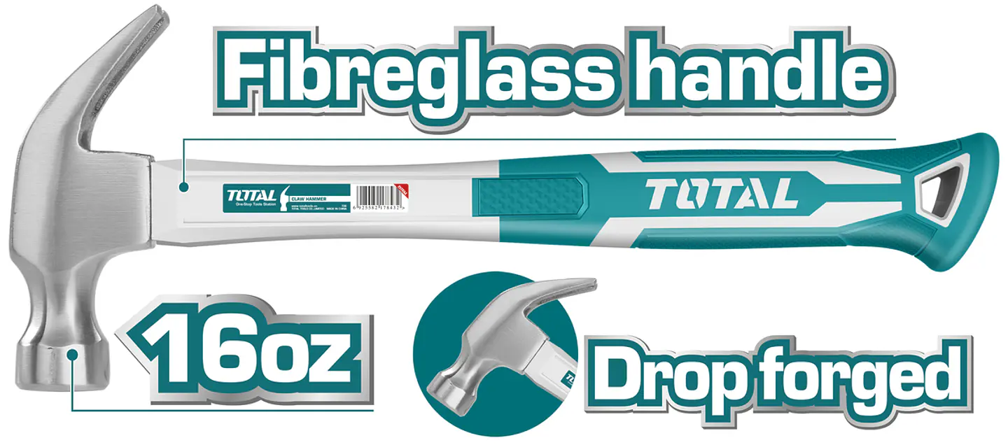 Martillo Mango De Fibra 16oz Total Tht73166 2