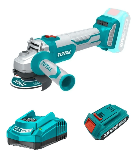 Galletera Esmeril Angular Inalambrico 20v bateria + cargador Total