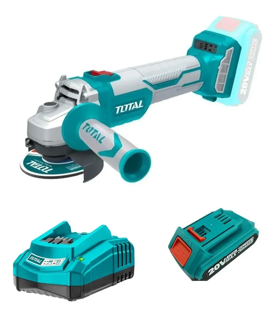 Galletera Esmeril Angular Inalambrico 20v bateria + cargador Total 1