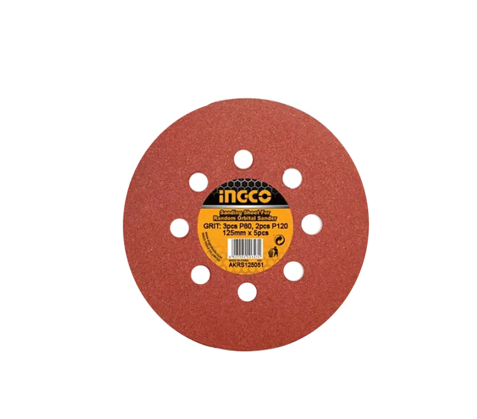 5 Disco Lija Para Pulir 125mm Velcro Grano Variado Ingco 1