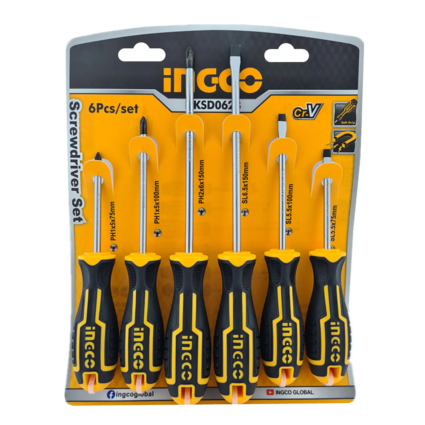 Kit Set Juego Destornilladores 6 Piezas Ingco Hksd0628 1