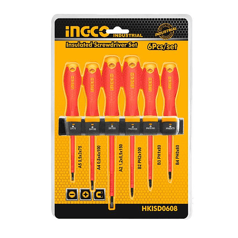 Set Destornilladores Electricos Aislados 6 Piezas Ingco Hkisd0608