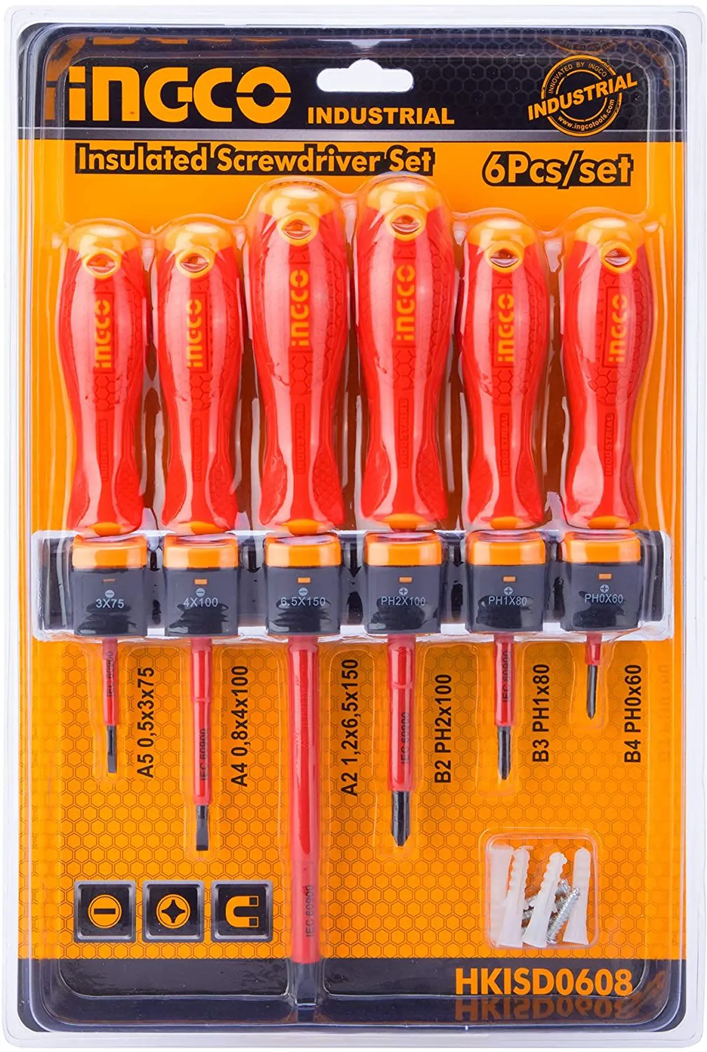 Set Destornilladores Electricos Aislados 6 Piezas Ingco Hkisd0608 2