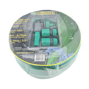 Manguera Jardín Flexible 1/2 Pulgada 30 Mts + Set De Riego