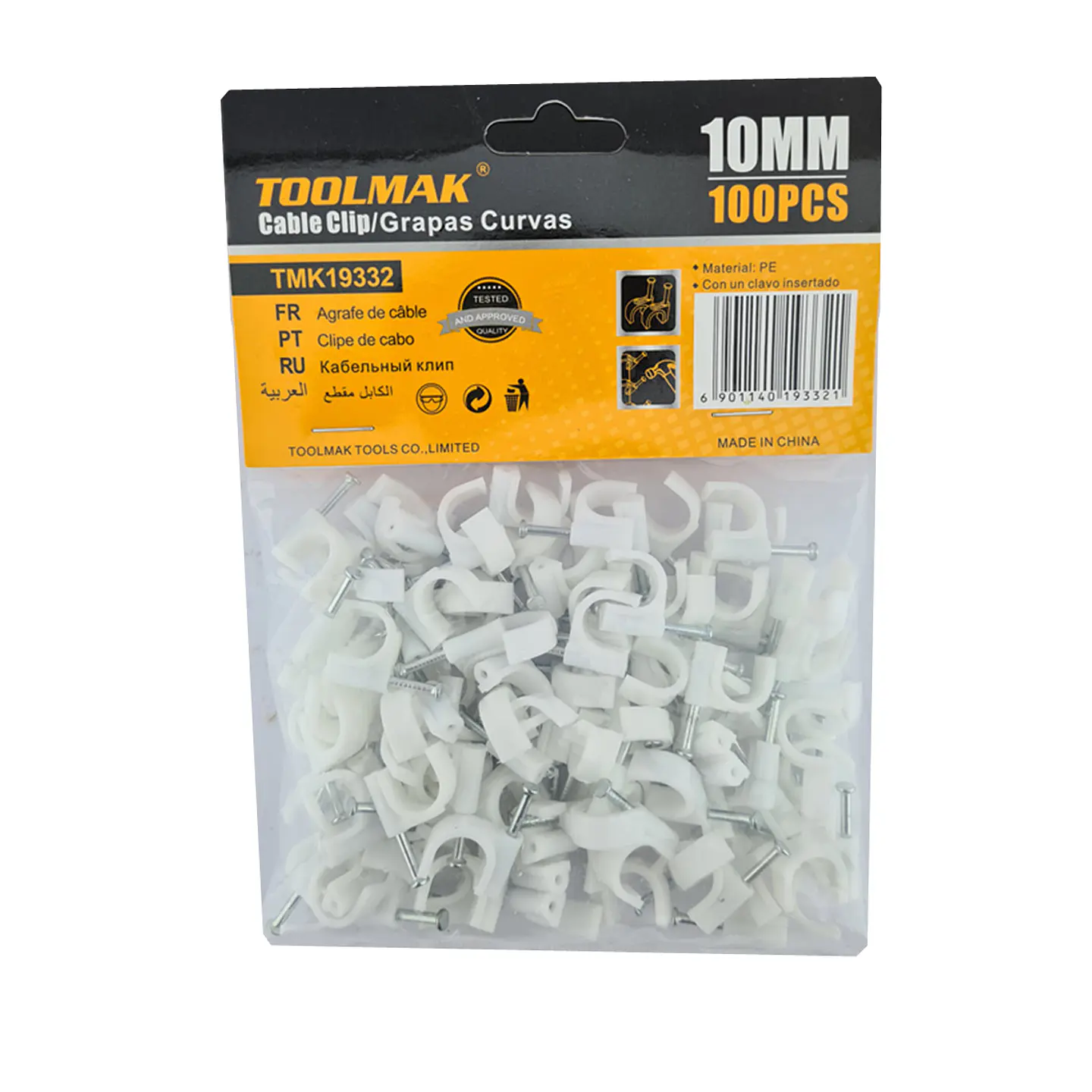 Grapa Grampa Rg6 Cable 10mm Blanco 100 Unidades Toolmak 1