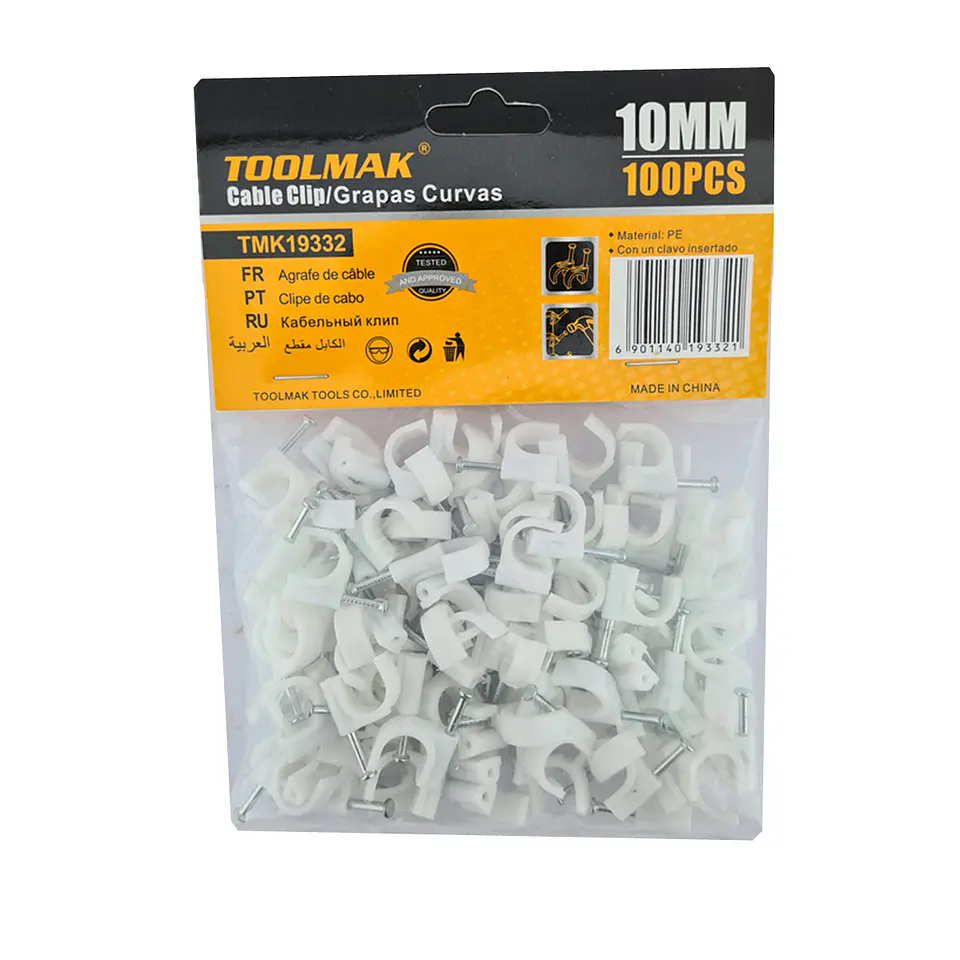 Grapa Grampa Rg6 Cable 10mm Blanco 100 Unidades Toolmak 1
