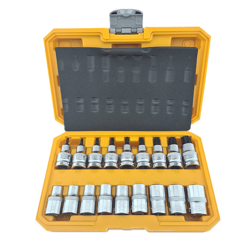 Kit Juego Dados Torx Estrella 1/2 Macho Hembra 18 Piezas Tmk