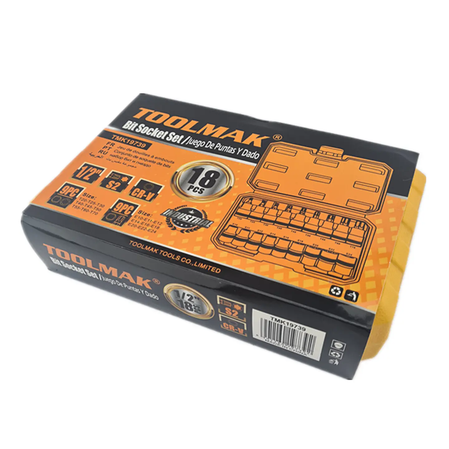 Kit Juego Dados Torx Estrella 1/2 Macho Hembra 18 Piezas Tmk 3