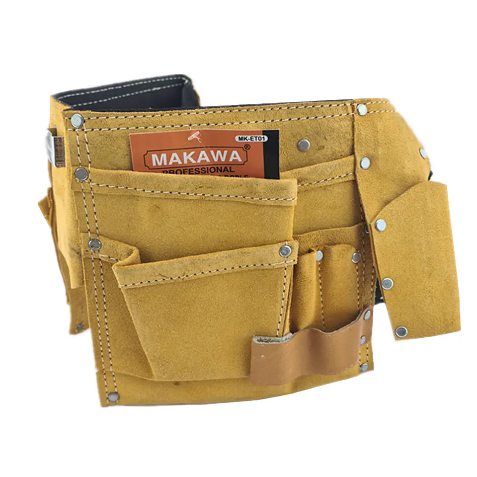 Coleto Carpintero Portaherramienta Doble De Cuero Mk-et01 3