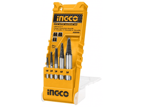 Extractor Tornillo Pernos Cortados 5 Piezas Ingco Ase008
