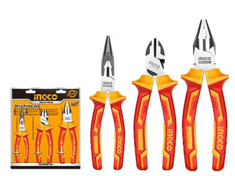 Kit Set Juego De Alicates Aislados 3 Piezas Ingco Hikps28318 1